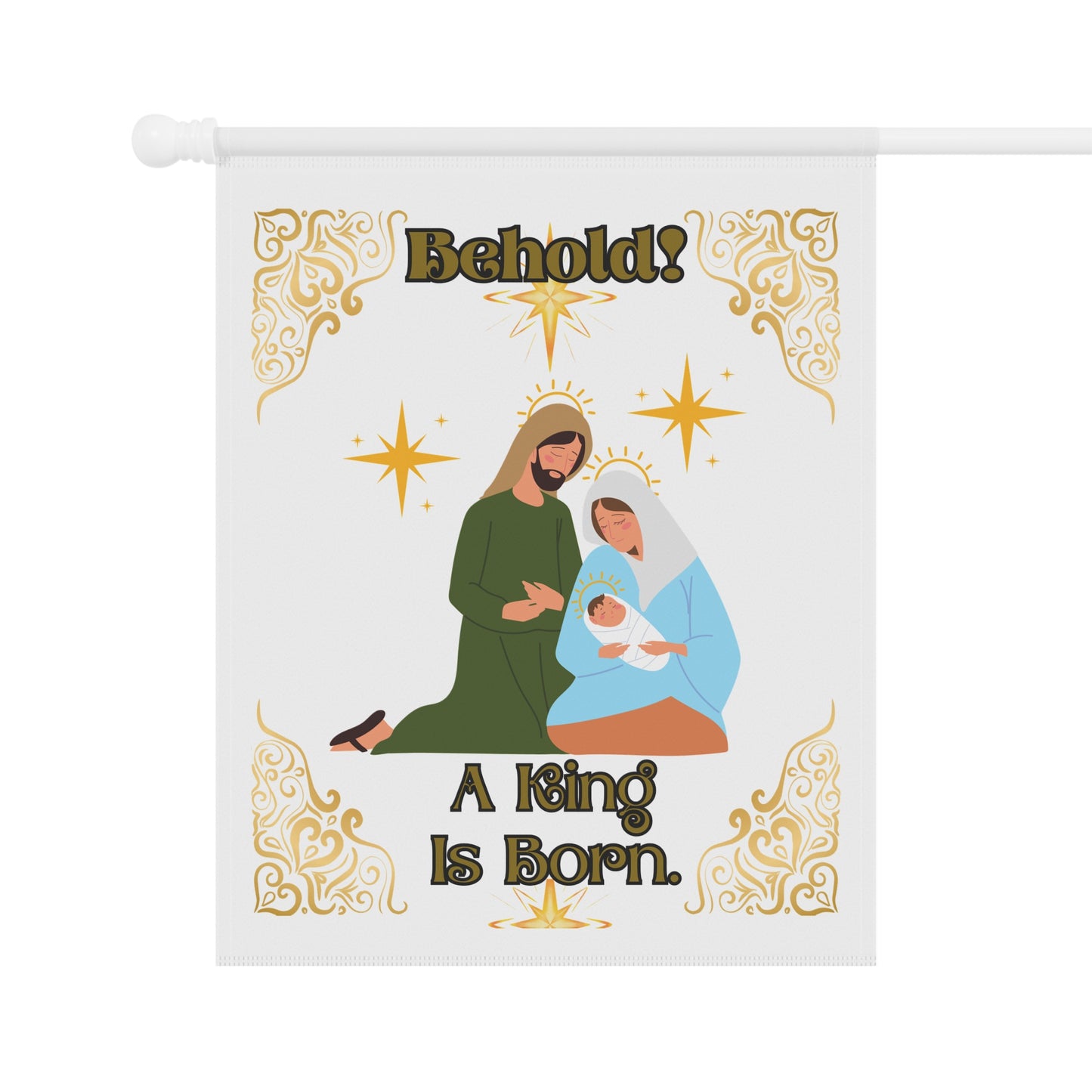 "Behold A King Is Born!" White Garden/Lawn Sign, 24.5 in x 32 in