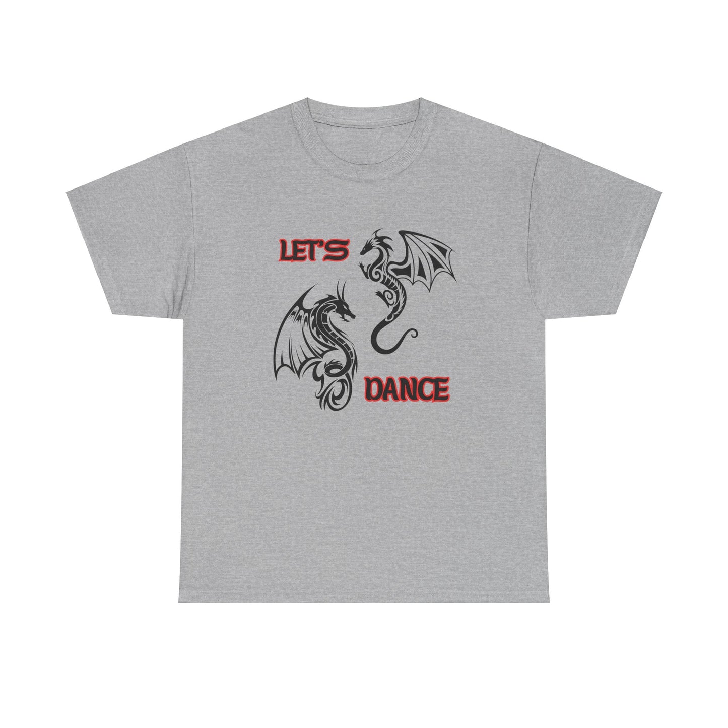 "Let's Dance" Unisex Heavy Cotton Tee, Black/Red Text