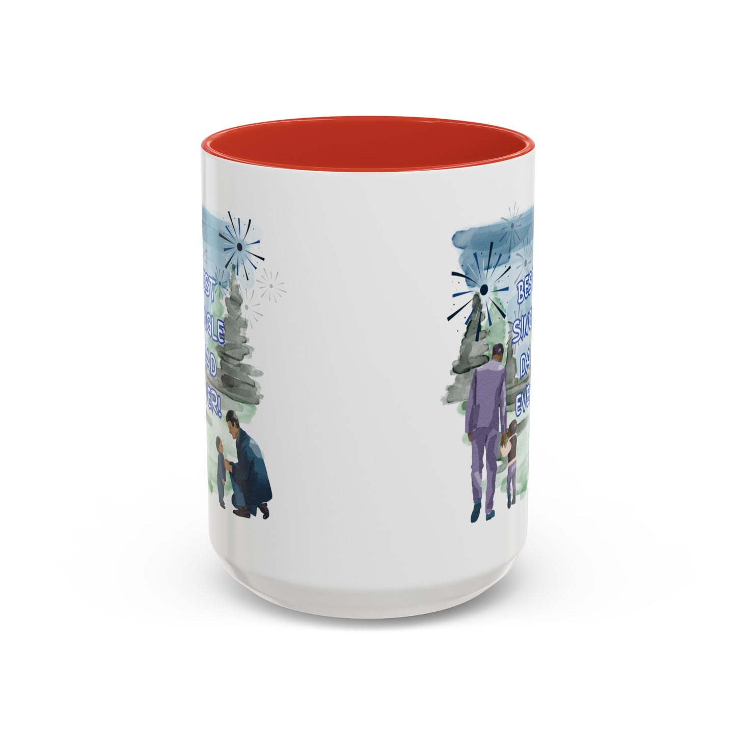 "Best Single Dad Ever" Retro Style Nature Setting, Accent Coffee Mug (11 oz, 15 oz)