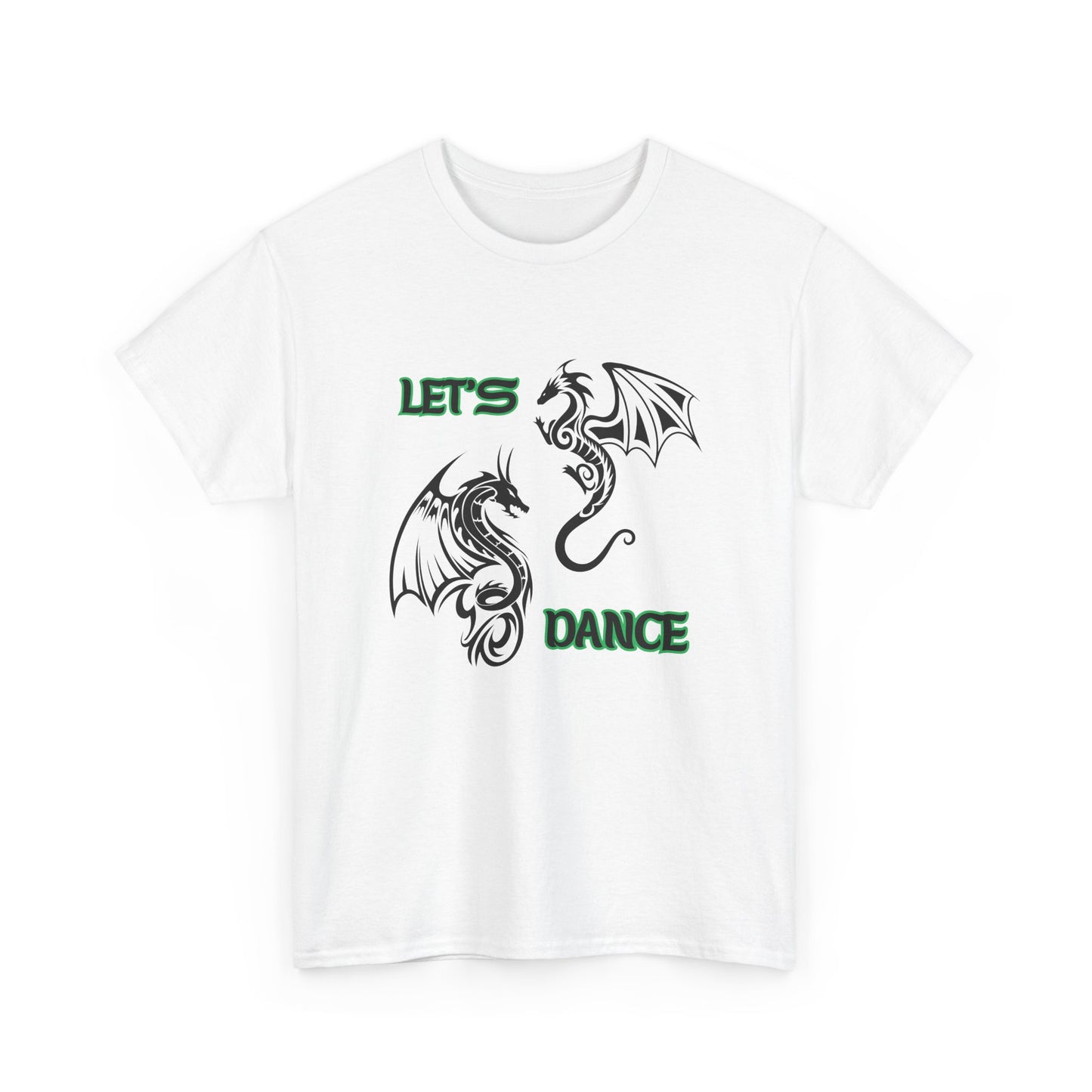 "Let's Dance" Unisex Heavy Cotton Tee, Black/Green text