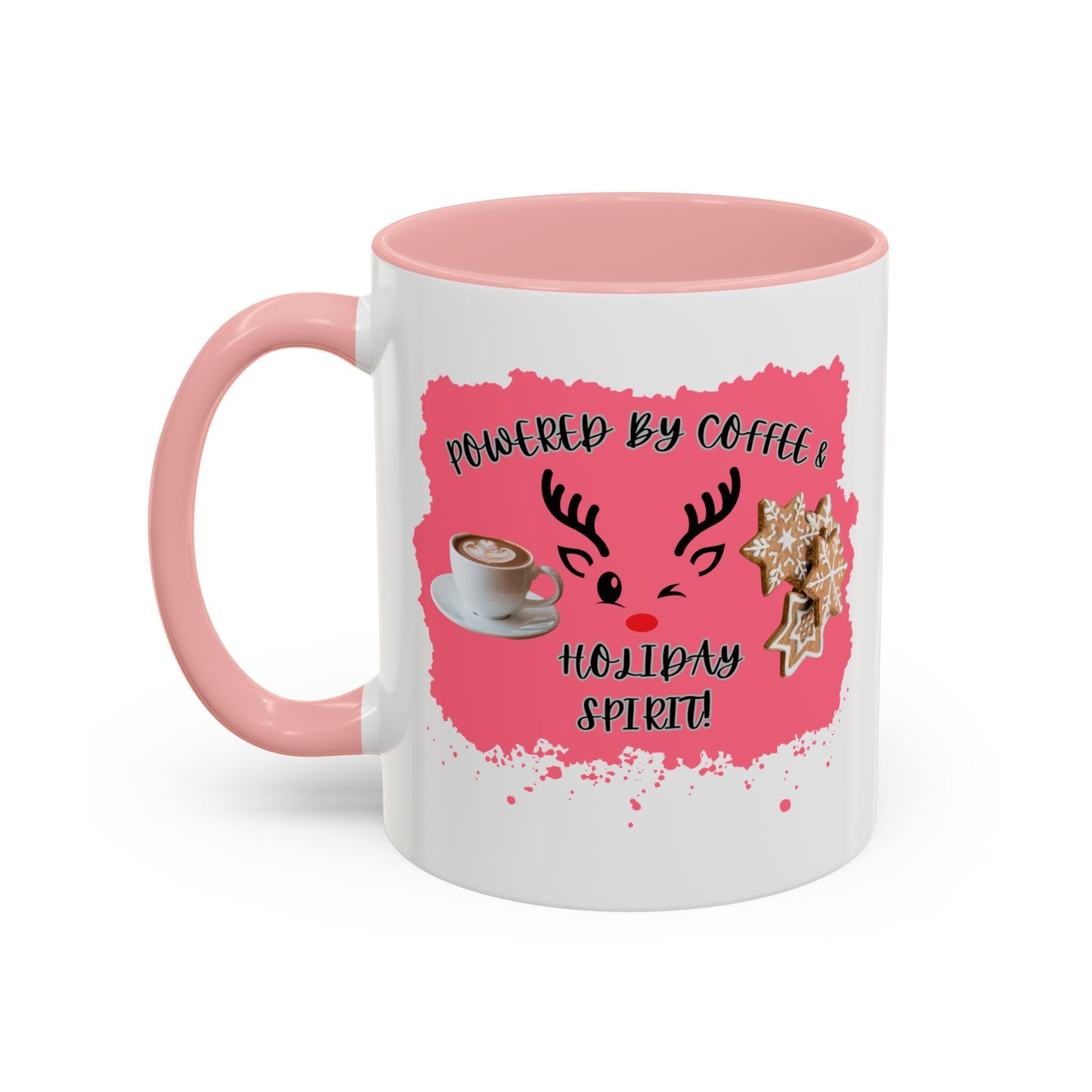 "Powered By Coffee & Christmas Spirit!" Accent Coffee Mug (11oz & 15oz)