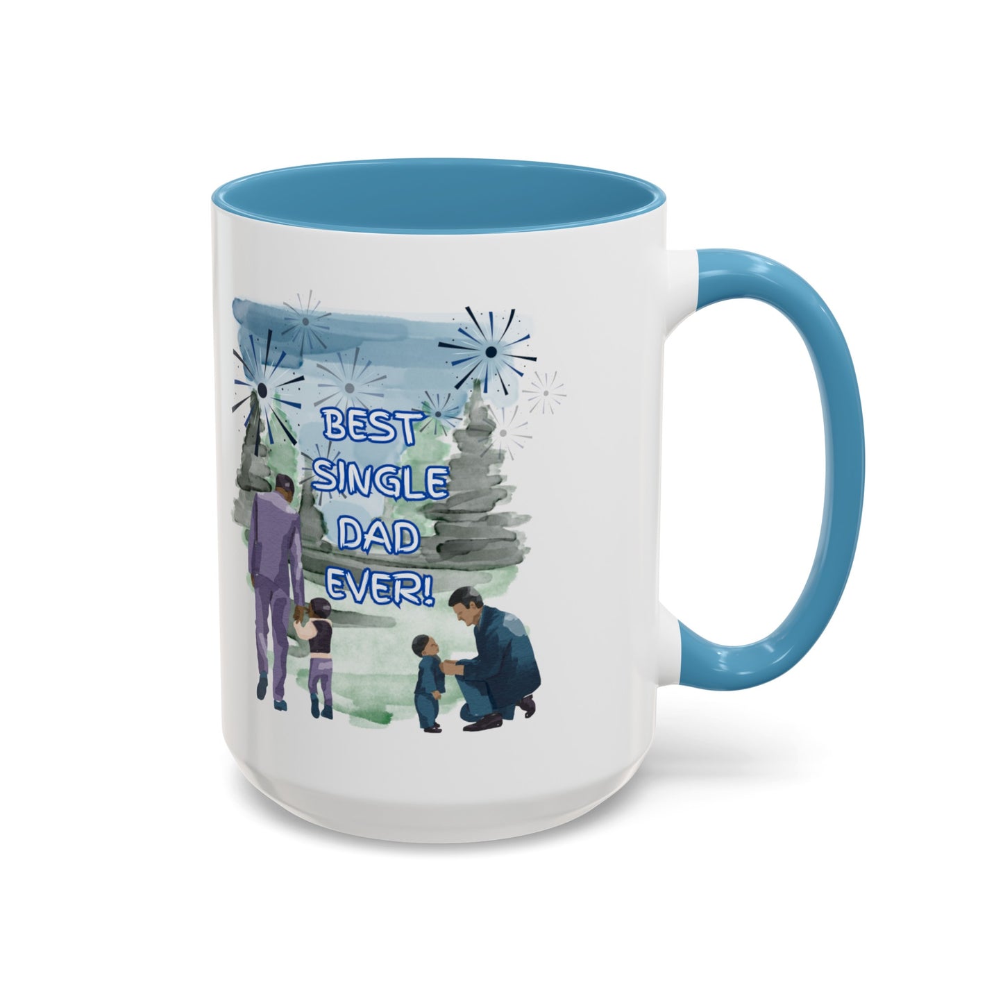 "Best Single Dad Ever" Retro Style Nature Setting, Accent Coffee Mug (11 oz, 15 oz)