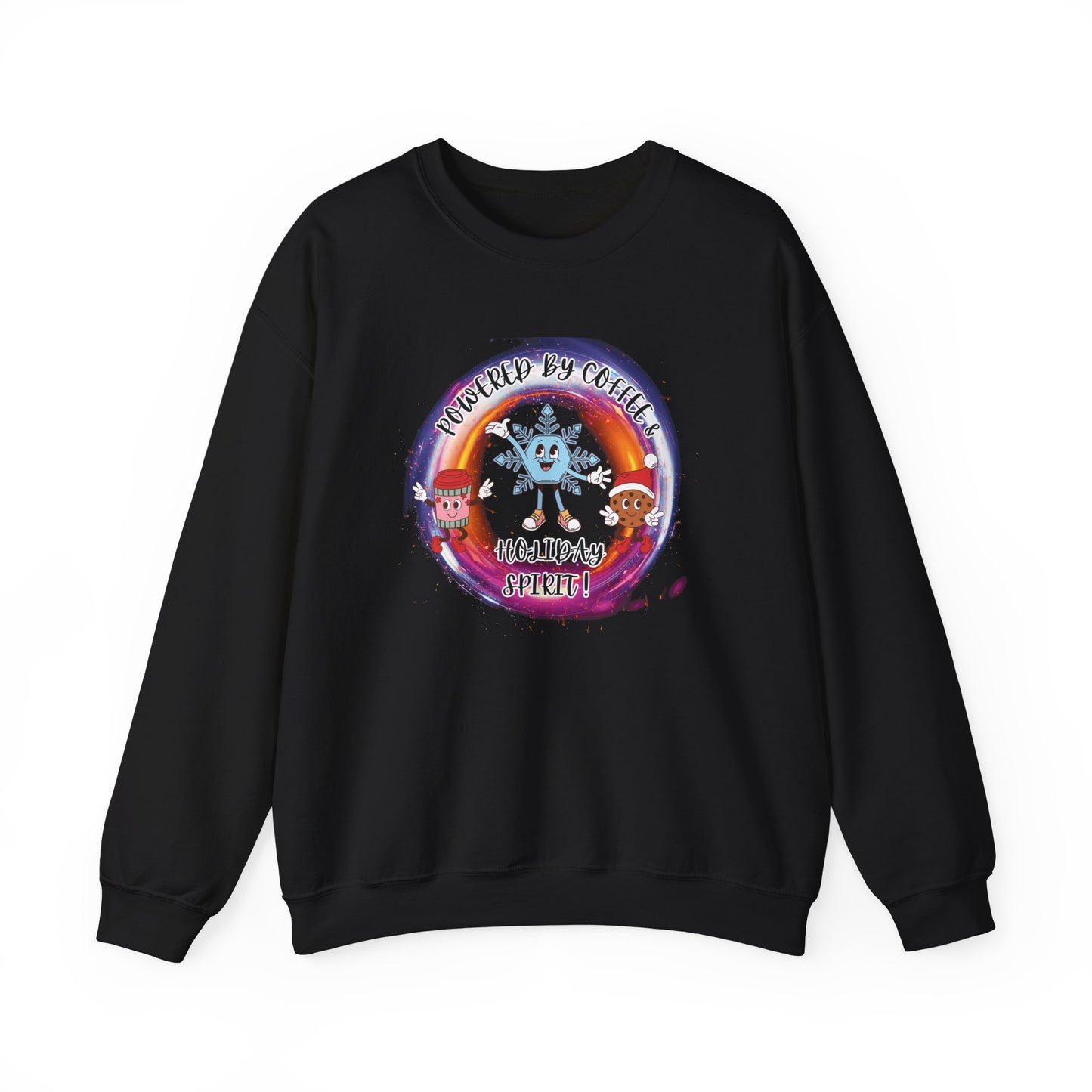 "Powered By Coffee & Holiday Spirit!" Unisex Heavy Blend™ Crewneck Sweatshirt