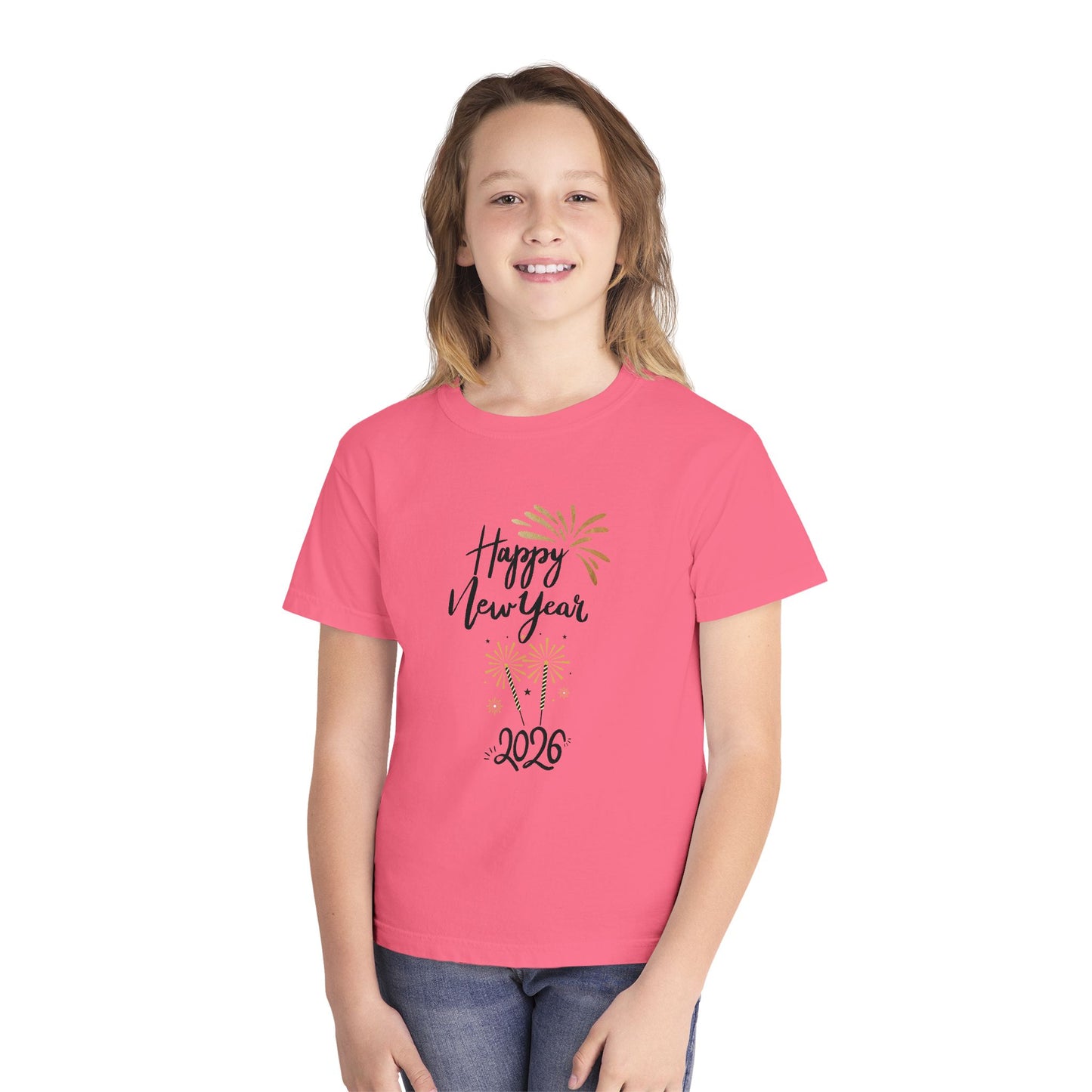 Happy New Year 2026 Youth Tee — Kids' Fireworks Celebration T-Shirt They Will Love To Wear On That Special Day!