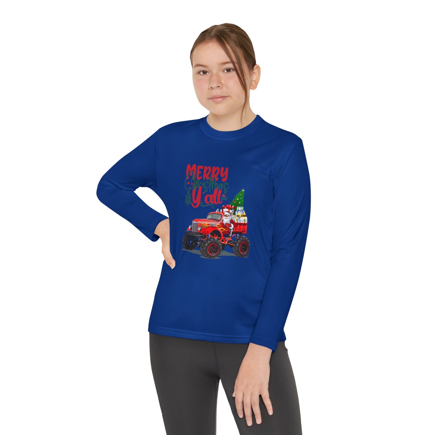 "Merry Christnas Y'all" Youth Long Sleeve Competitor Tee