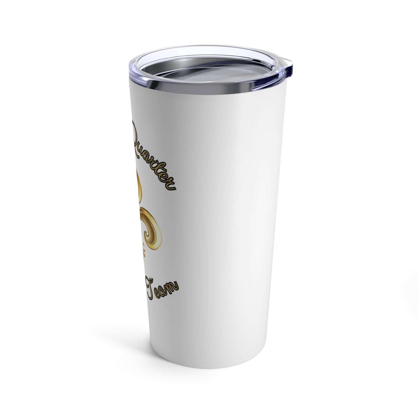 "French Quarter Drinking Team" White Tumbler with Ornate Design, 20oz. Enjoy Your Cold Beverage Of Choice In Style!