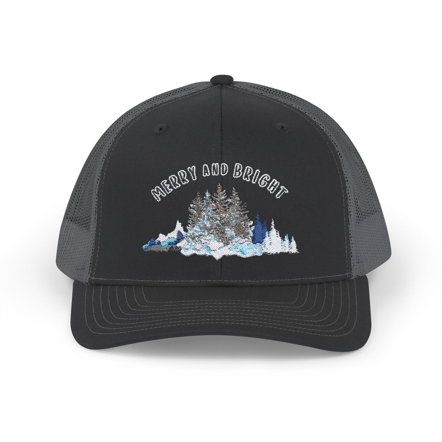 "Merry and Bright" Embroidered Snapback Trucker Cap