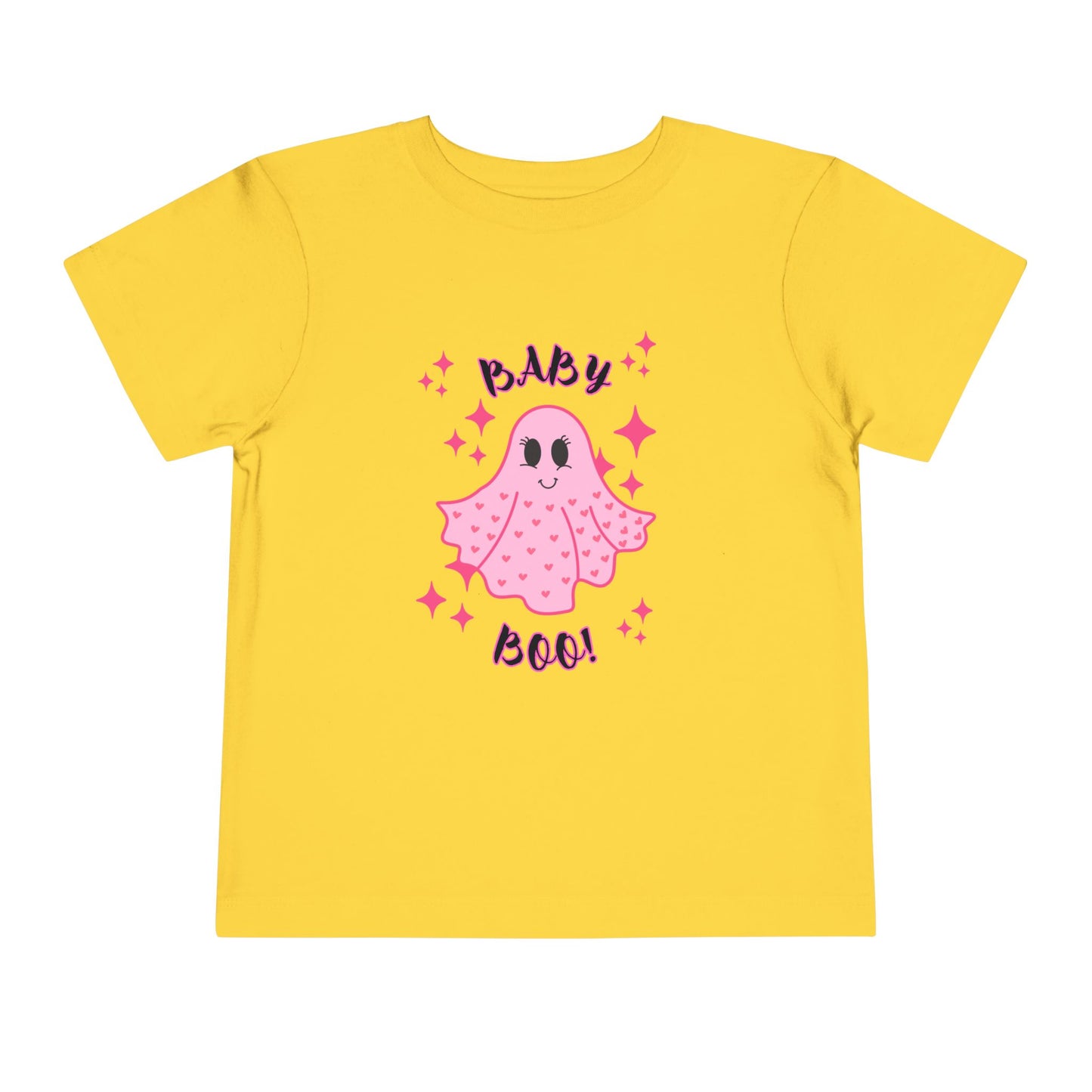 "Baby Boo-Starry Ghost"-Pink Toddler Ghost Tee - Adorable Baby Boo Shirt for Halloween!
