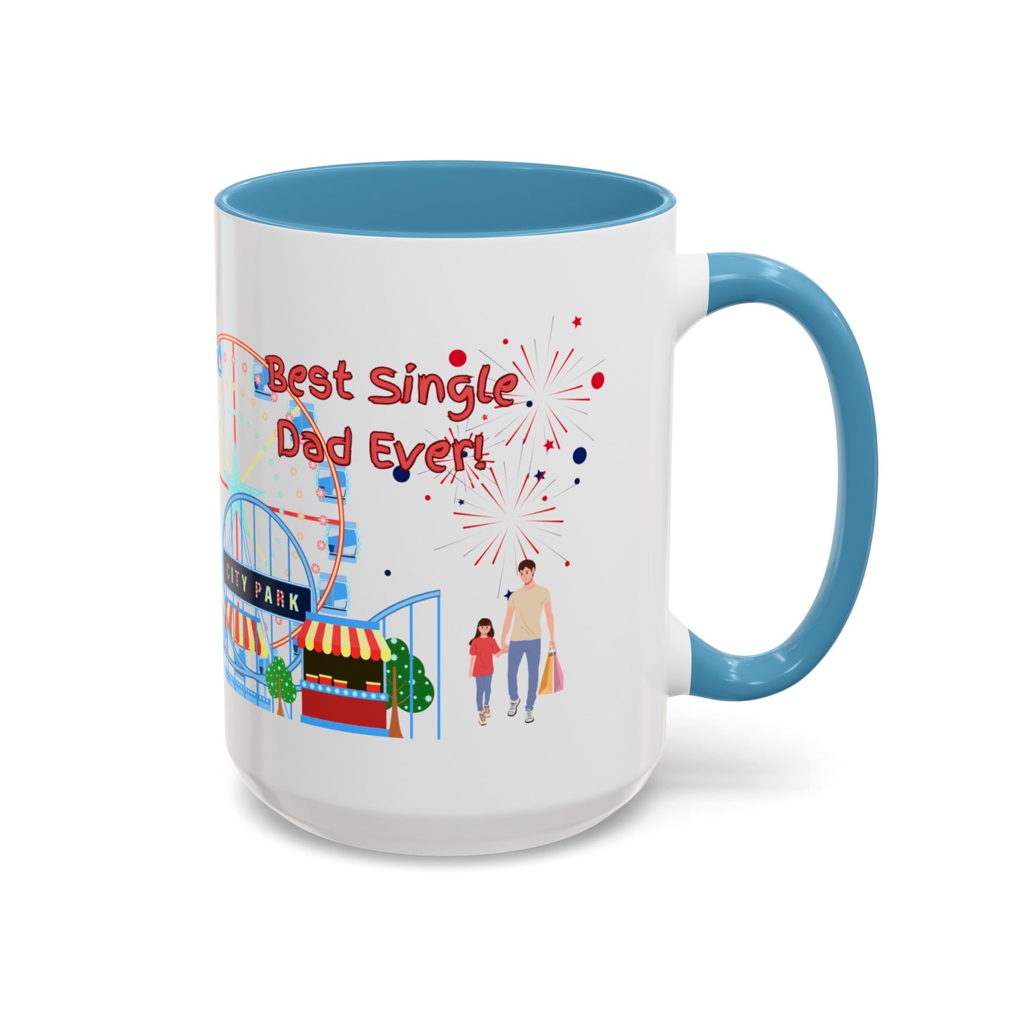 "Best Single Dad Ever", Carnival Design, Accent Coffee Mug (11 oz, 15 oz)
