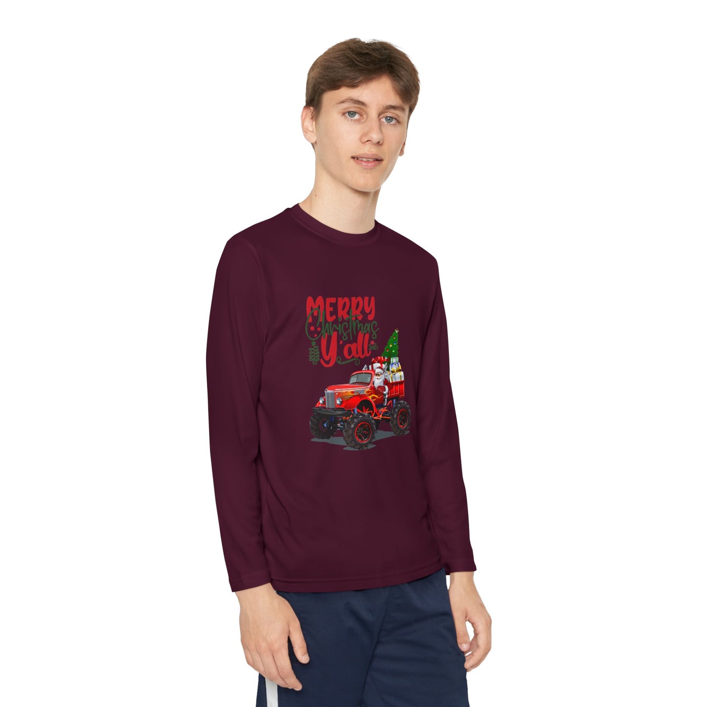"Merry Christnas Y'all" Youth Long Sleeve Competitor Tee