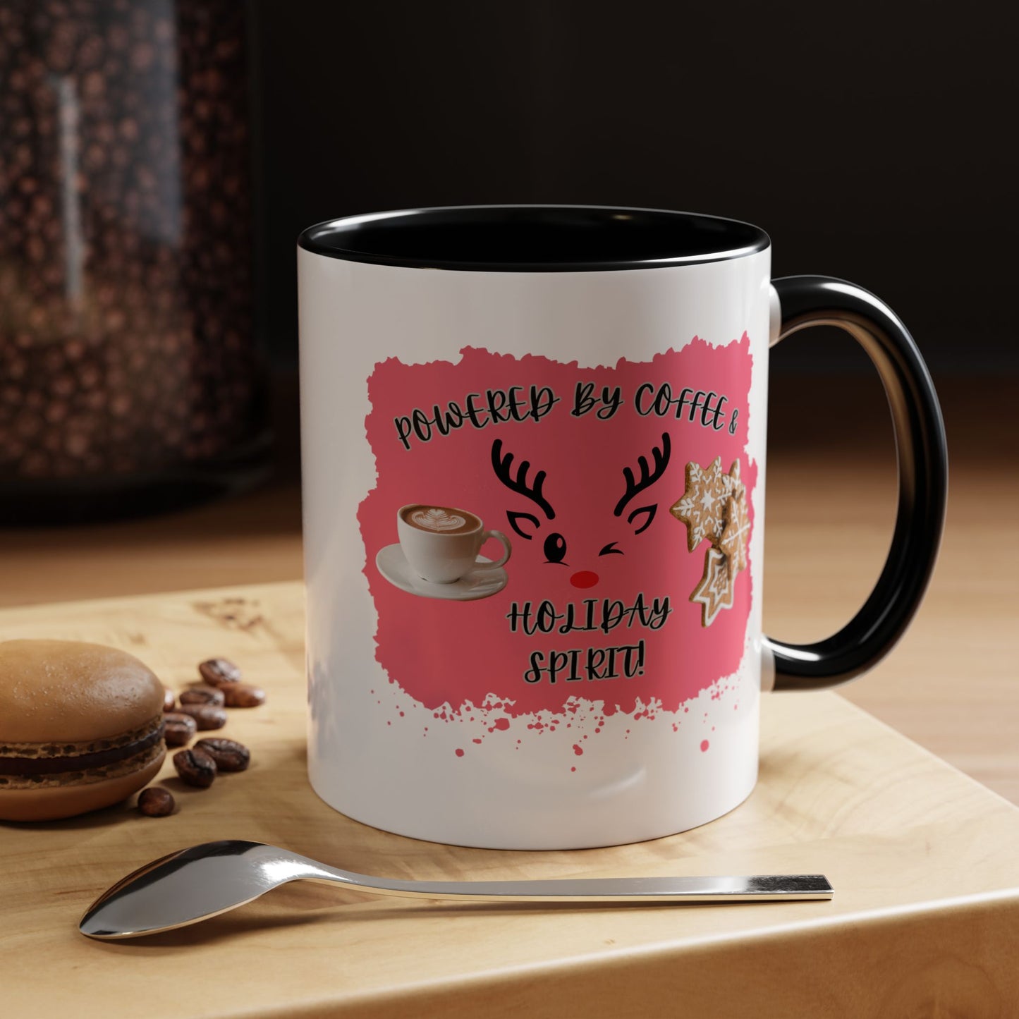 "Powered By Coffee & Christmas Spirit!" Accent Coffee Mug (11oz & 15oz)