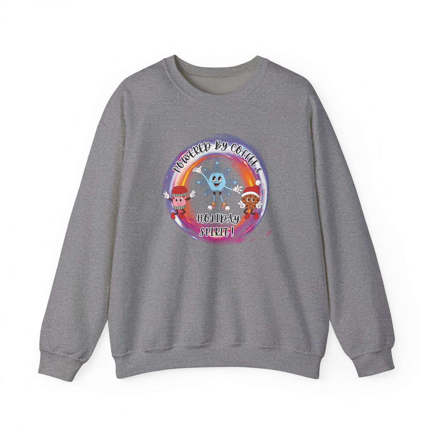 "Powered By Coffee & Holiday Spirit!" Unisex Heavy Blend™ Crewneck Sweatshirt