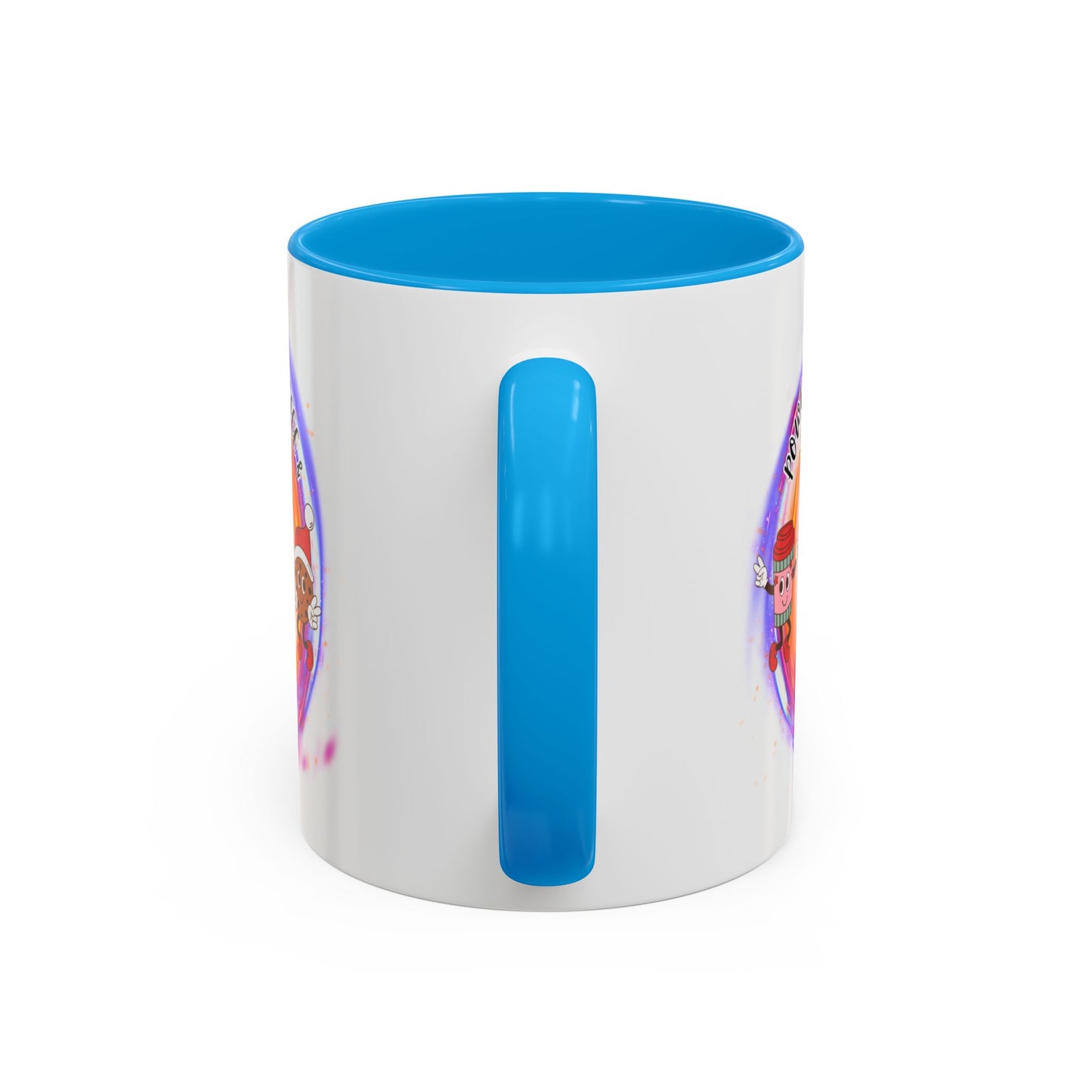 "Powered By Coffee and Christmas Spirit" Two Tone Accent Mugs (11oz, 15oz)