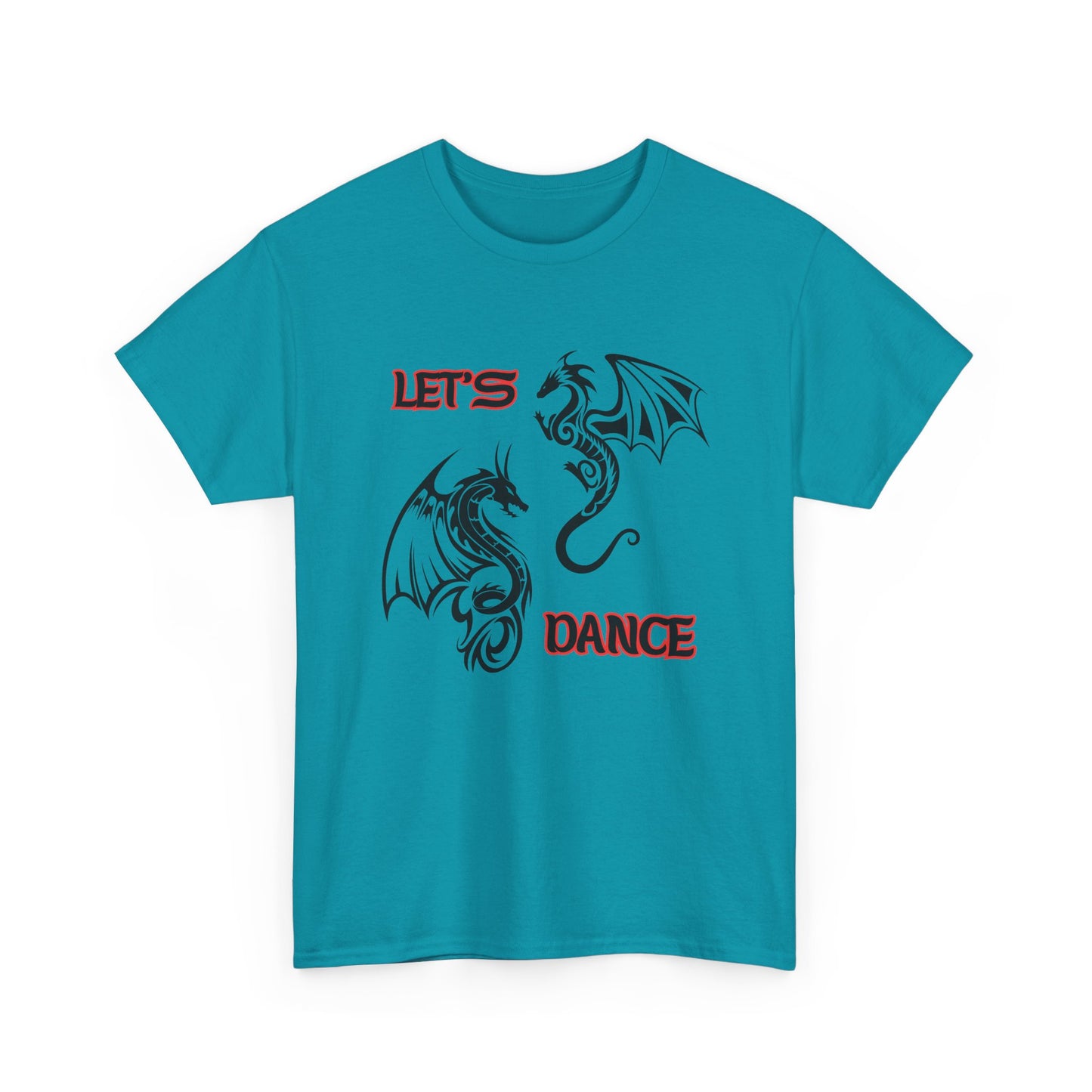 "Let's Dance" Unisex Heavy Cotton Tee, Black/Red Text
