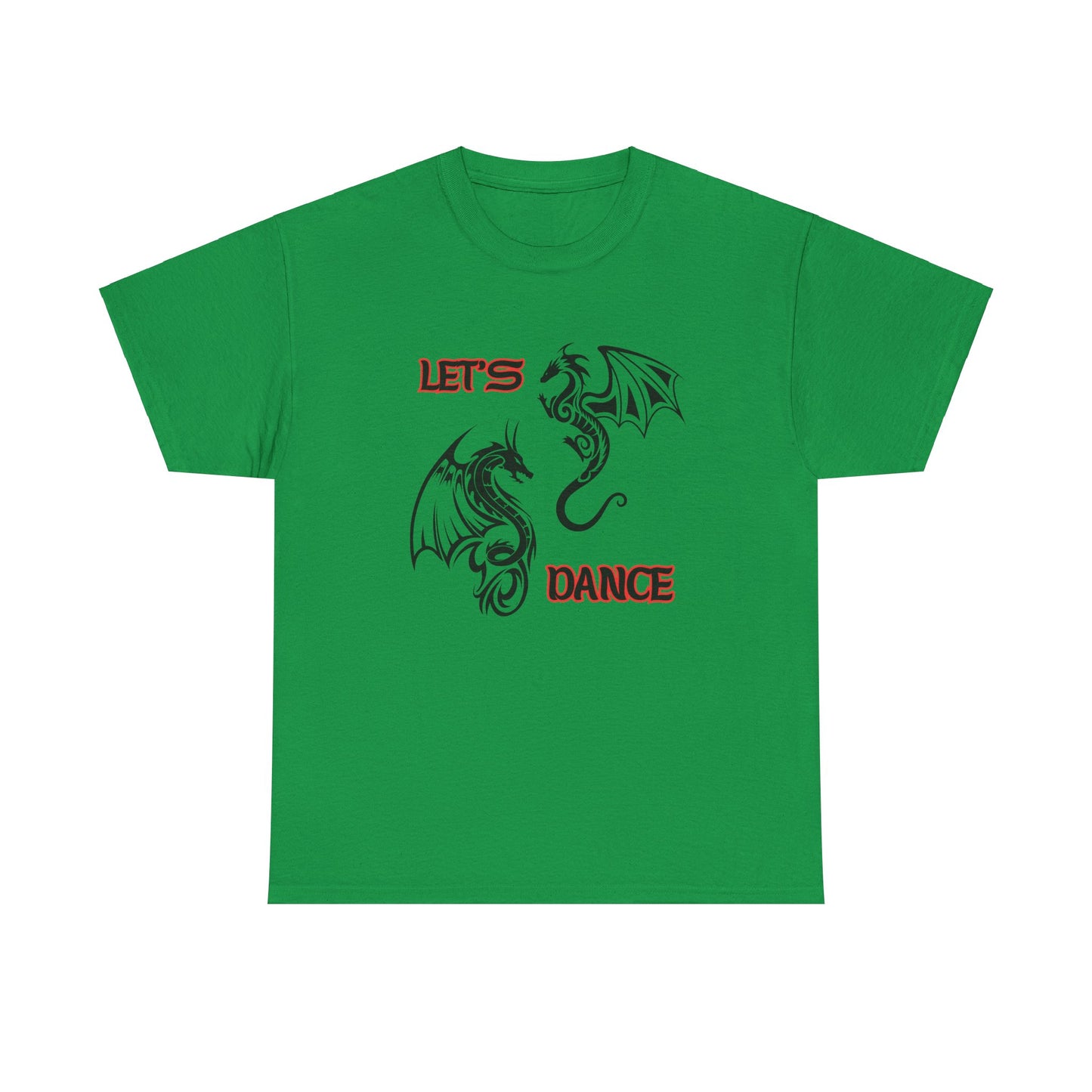 "Let's Dance" Unisex Heavy Cotton Tee, Black/Red Text