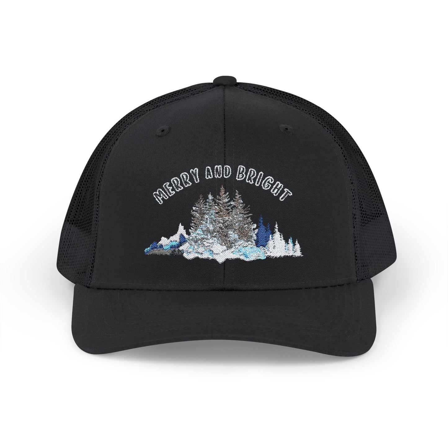 "Merry and Bright" Embroidered Snapback Trucker Cap