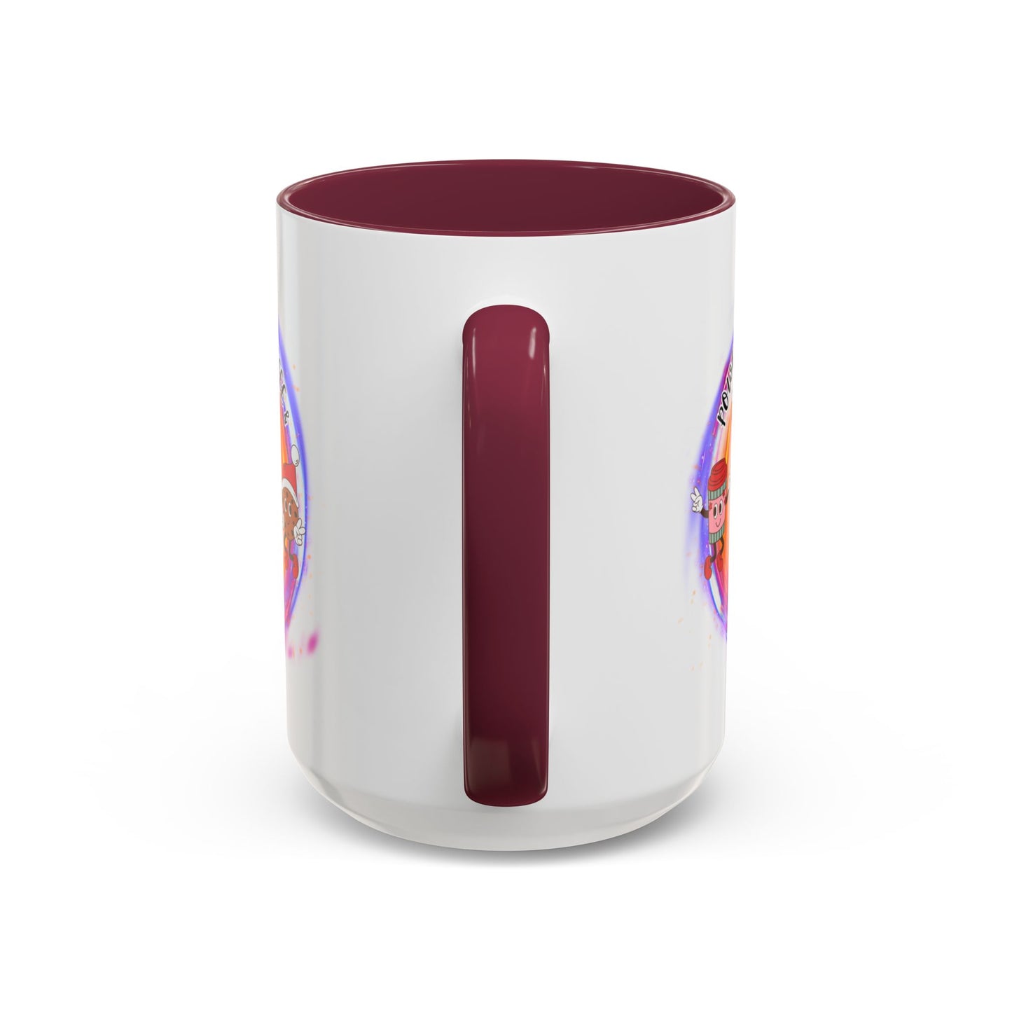 "Powered By Coffee and Christmas Spirit" Two Tone Accent Mugs (11oz, 15oz)
