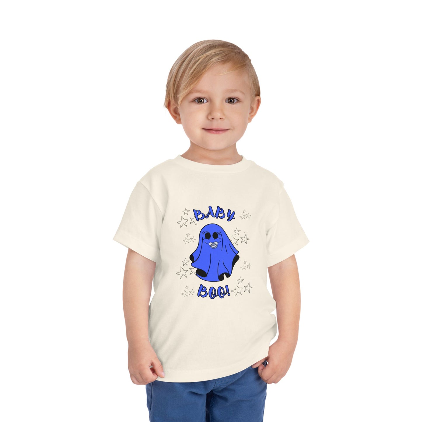 "Baby Boo-Blue", Toddler Starry Ghost Halloween Tee Shirt
