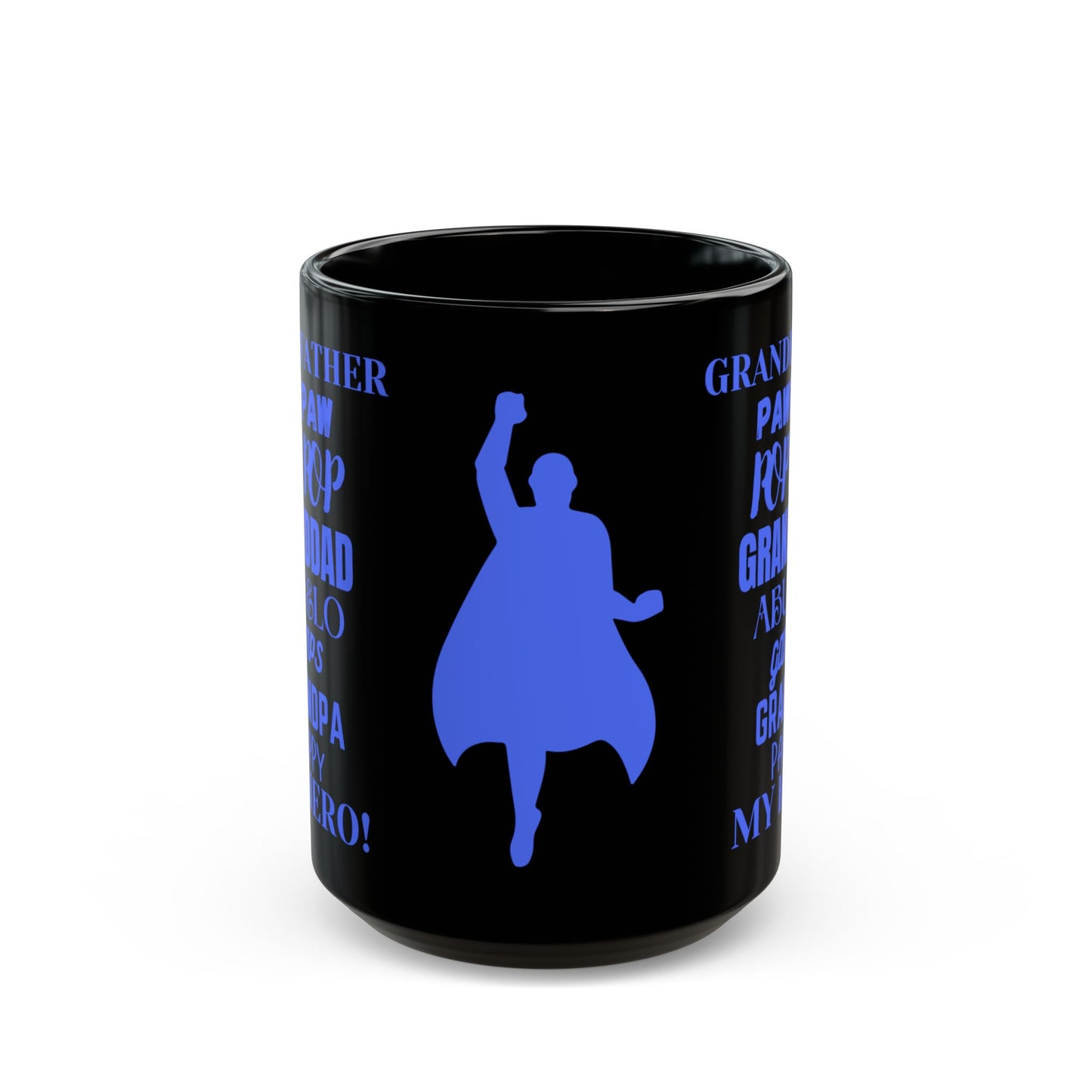 "Grandfather...My Hero", Black Ceramic 15 oz Mug