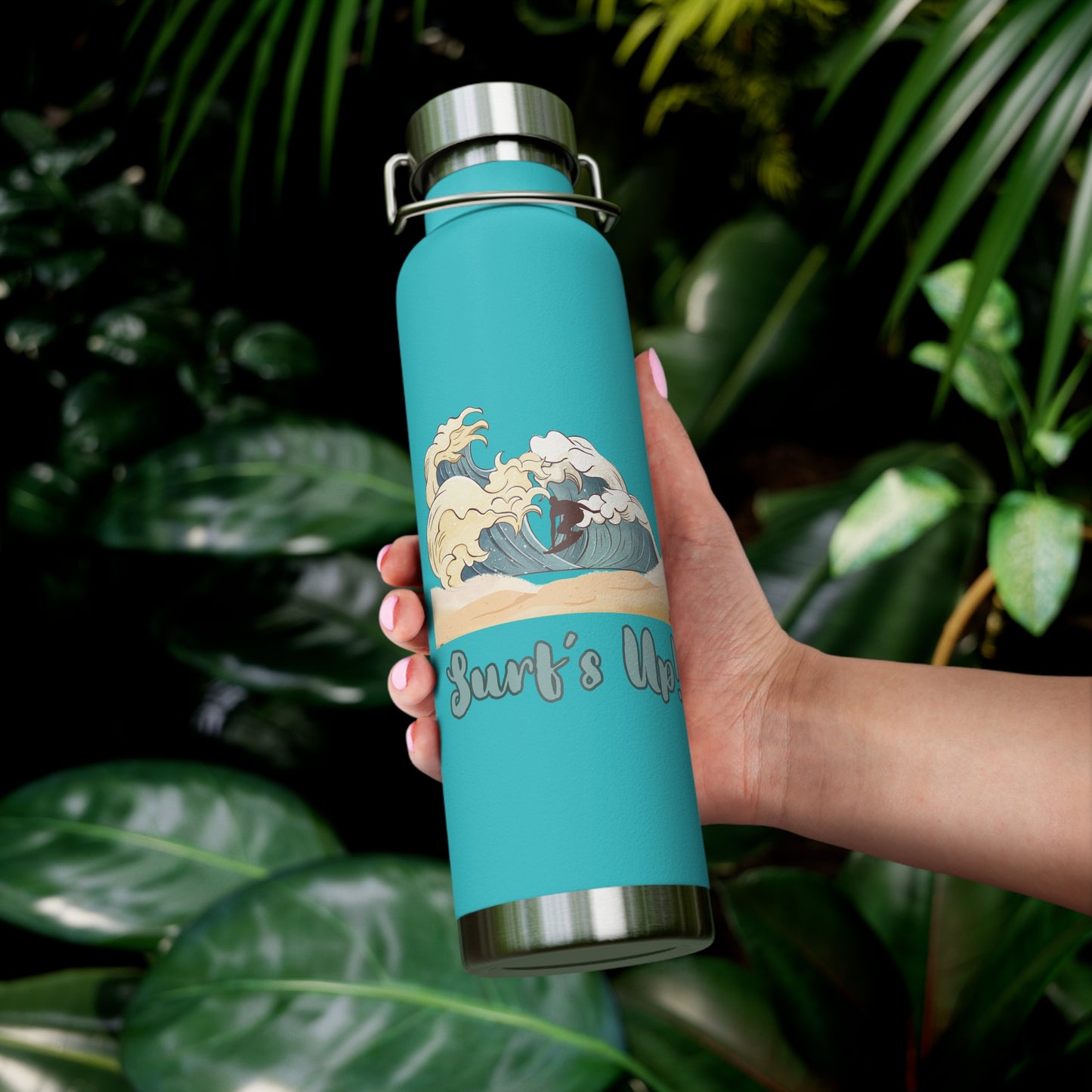 "Surfs Up!" Surfer Silhouette 22oz Vacuum Bottle