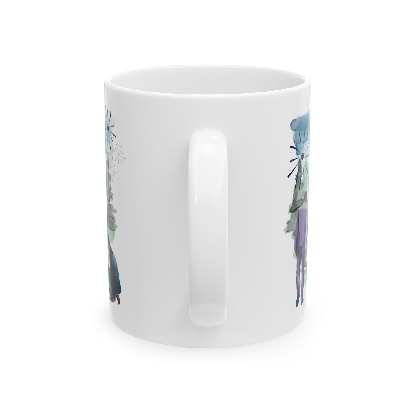 "Best Single Dad Ever" Retro Nature Setting, White Ceramic Mug, (11 oz, 15 oz)