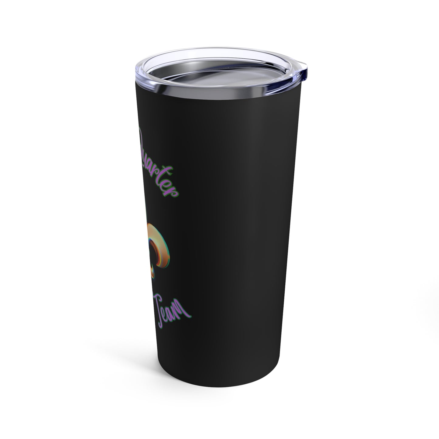 "French Quarter Drinking Team" 20 oz Tumbler, Black With Purple Letters