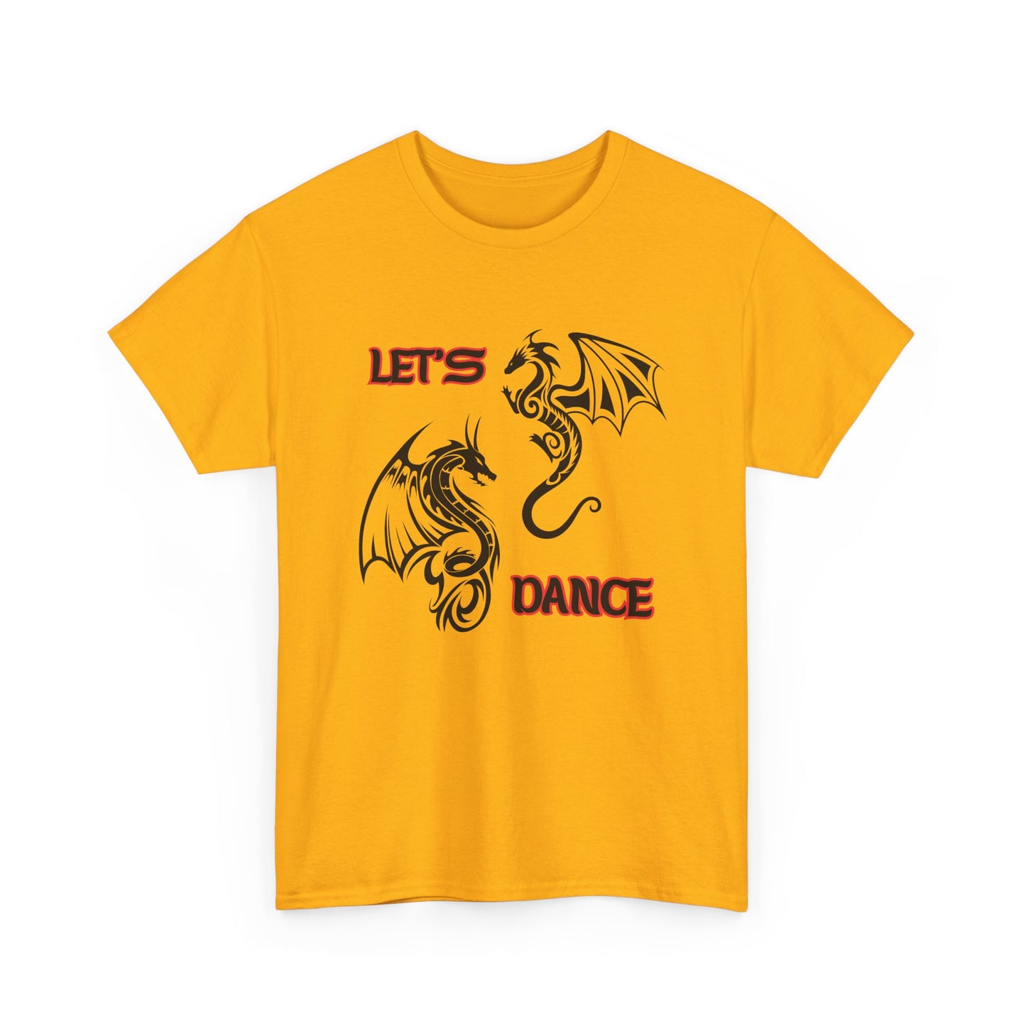 "Let's Dance" Unisex Heavy Cotton Tee, Black/Red Text
