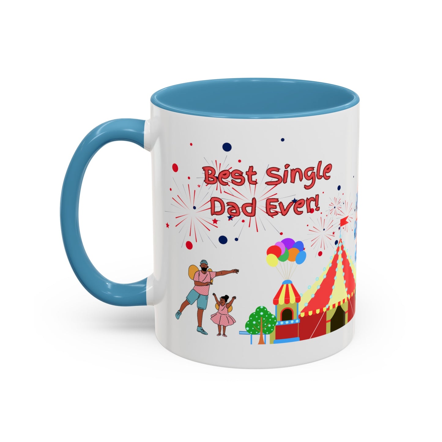 "Best Single Dad Ever", Carnival Design, Accent Coffee Mug (11 oz, 15 oz)