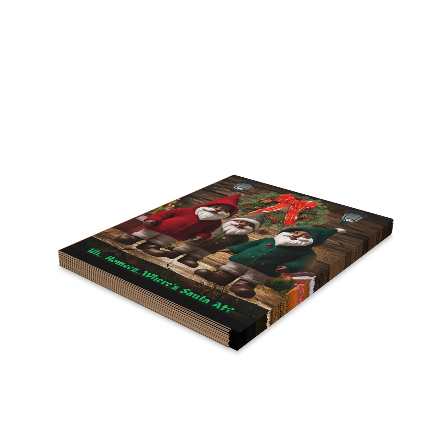 "Uh... Homeez... Where's Santa At?" Greeting Cards (8, 16, and 24 pcs sets)