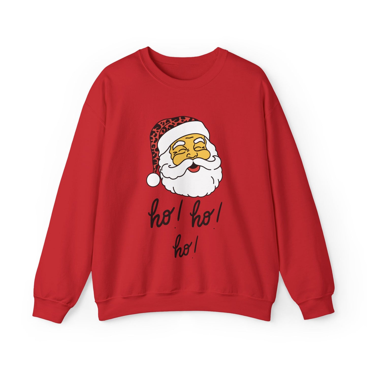 "Smiling Santa (Tan) Ho Ho Ho!" Unisex, Heavy Blend Sweatshirt, Black Text