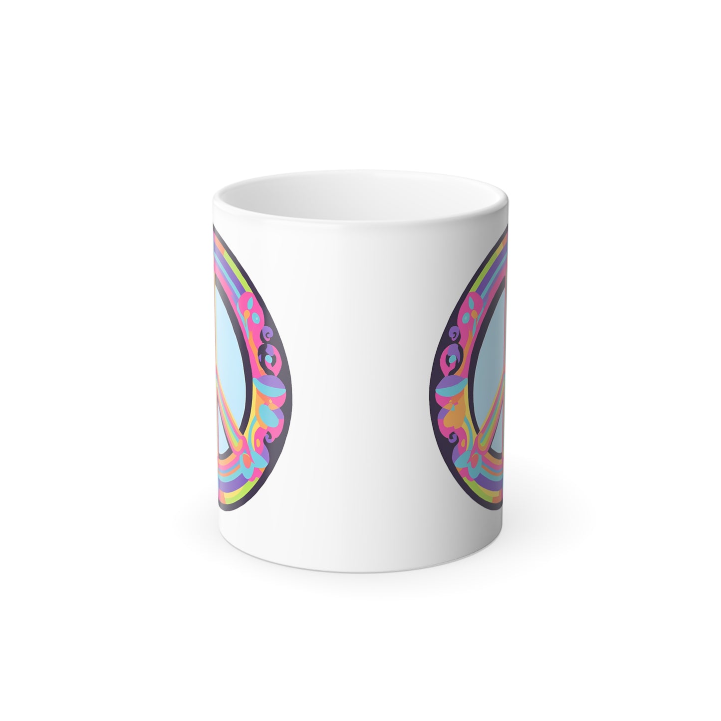 "Peace" Color Morphing 11 oz Ceramic Mug. Let Your Mug Do The Talking With This Lovely Psychedelic Design!