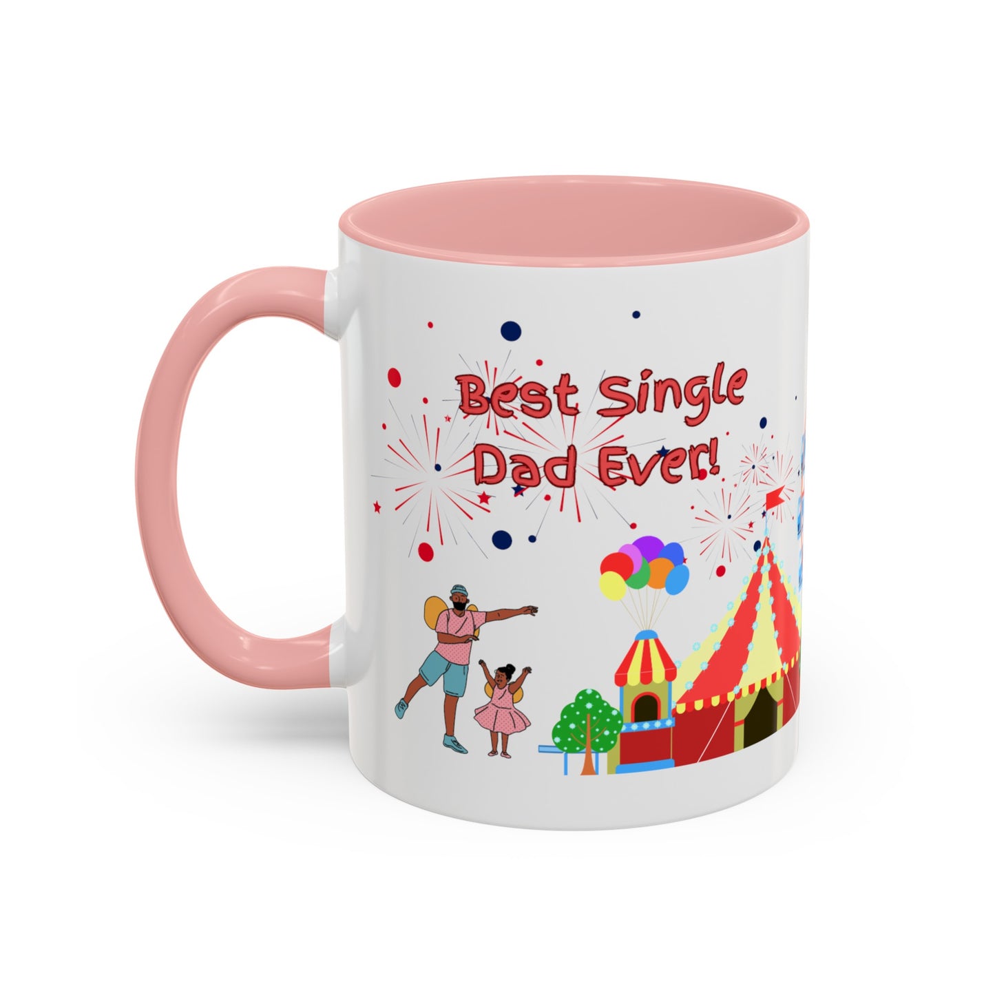 "Best Single Dad Ever", Carnival Design, Accent Coffee Mug (11 oz, 15 oz)
