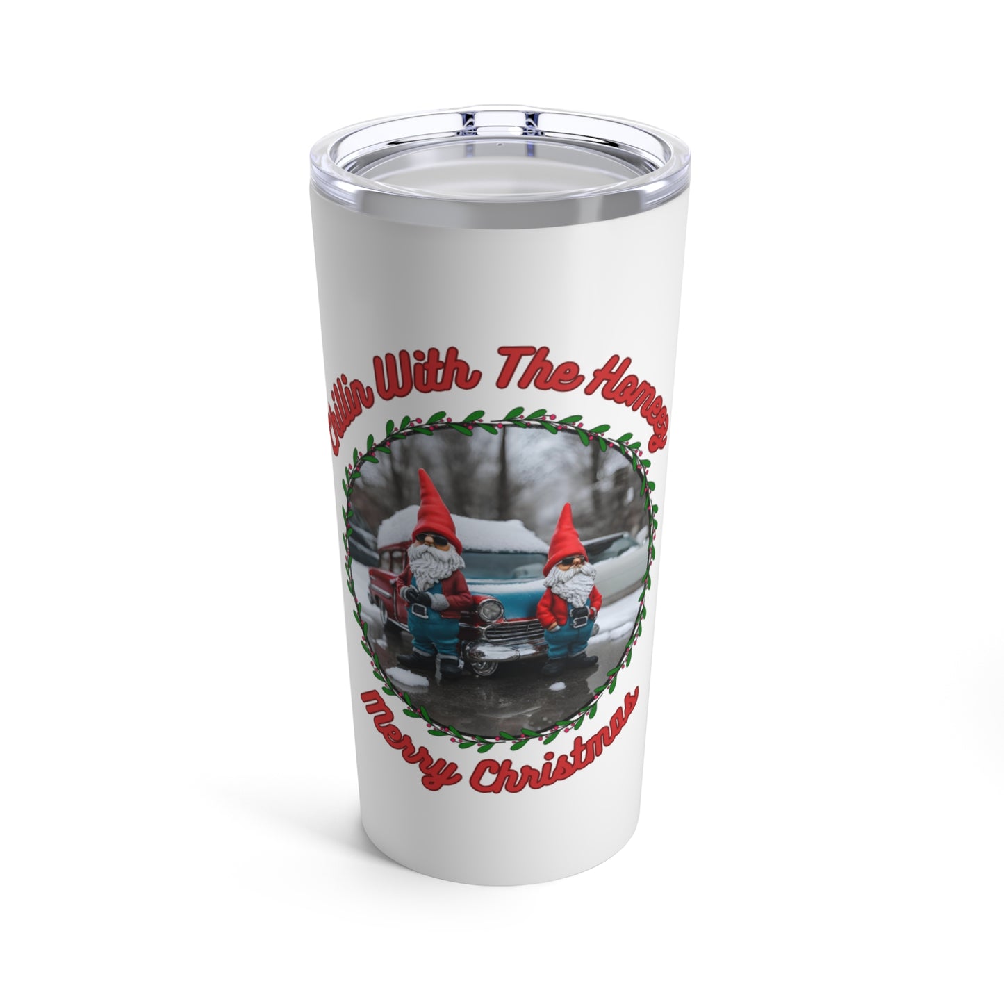 "Chillin With The Homeez-Merry Christmas" Stainless Steel, Double Wall 20 oz White Tumbler