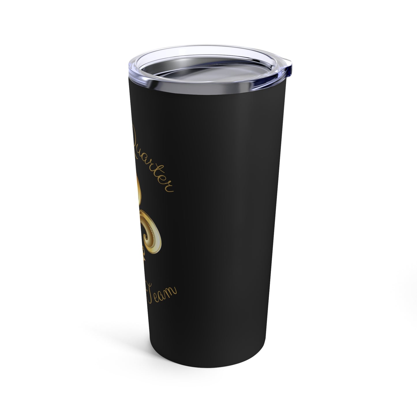 "French Quarter Drinking Team" Black Tumbler With Ornate Design, 20 oz