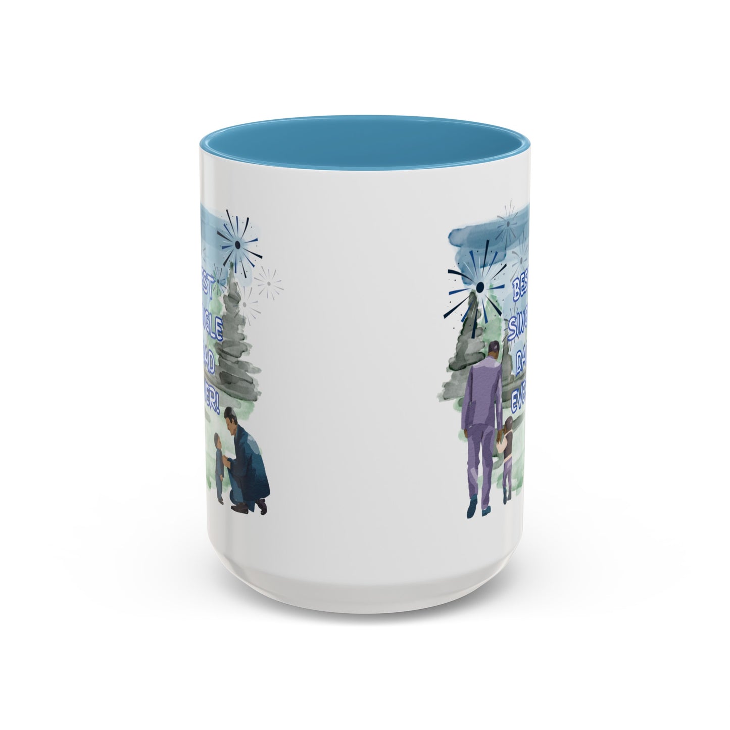 "Best Single Dad Ever" Retro Style Nature Setting, Accent Coffee Mug (11 oz, 15 oz)
