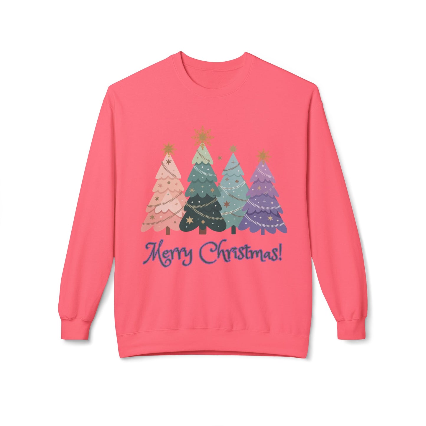 "Merry Christmas -Pastel Xmas Trees" Sweatshirt
