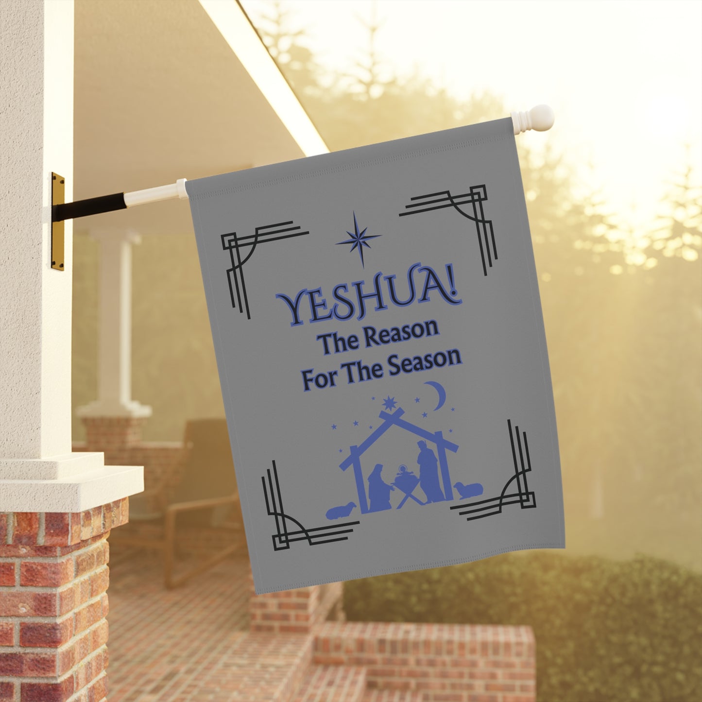 "Yeshua!The Reason For The Season" Nativity 24.5in x 32in, House Flag - Christmas Banner