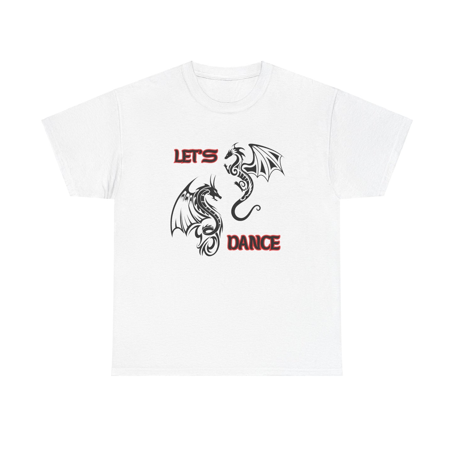 "Let's Dance" Unisex Heavy Cotton Tee, Black/Red Text