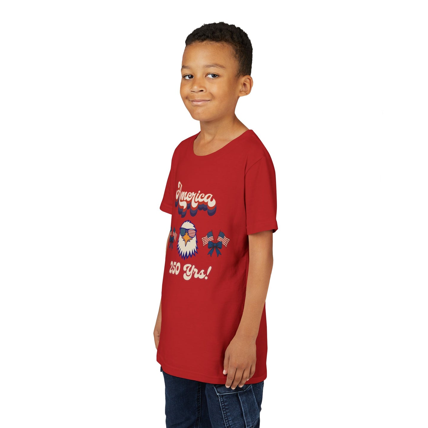 Youth Tee — Retro "America 250 yrs!" Eagle Independence Day T-Shirt
