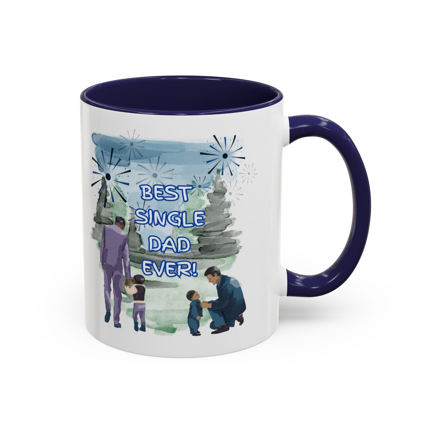 "Best Single Dad Ever" Retro Style Nature Setting, Accent Coffee Mug (11 oz, 15 oz)