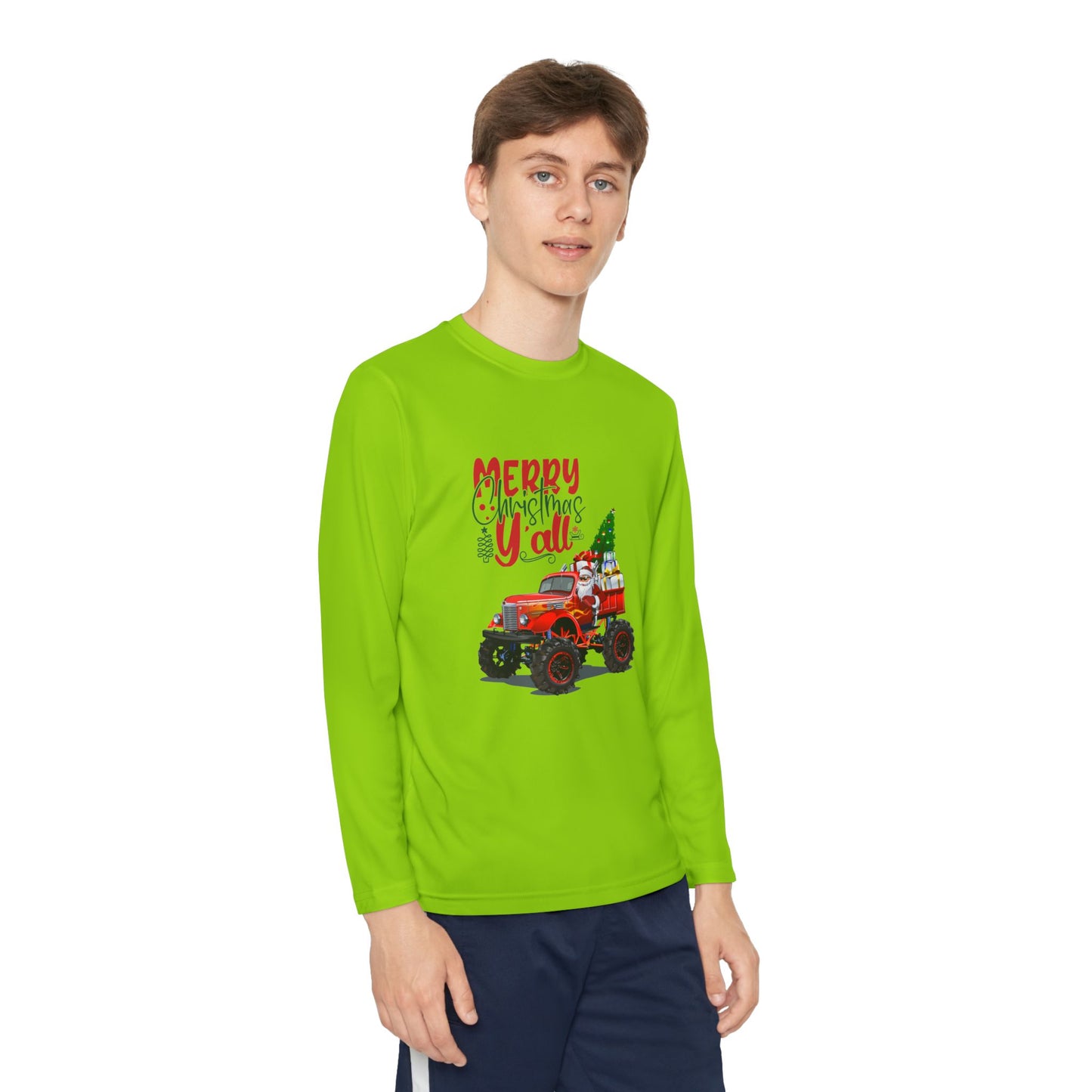 "Merry Christnas Y'all" Youth Long Sleeve Competitor Tee