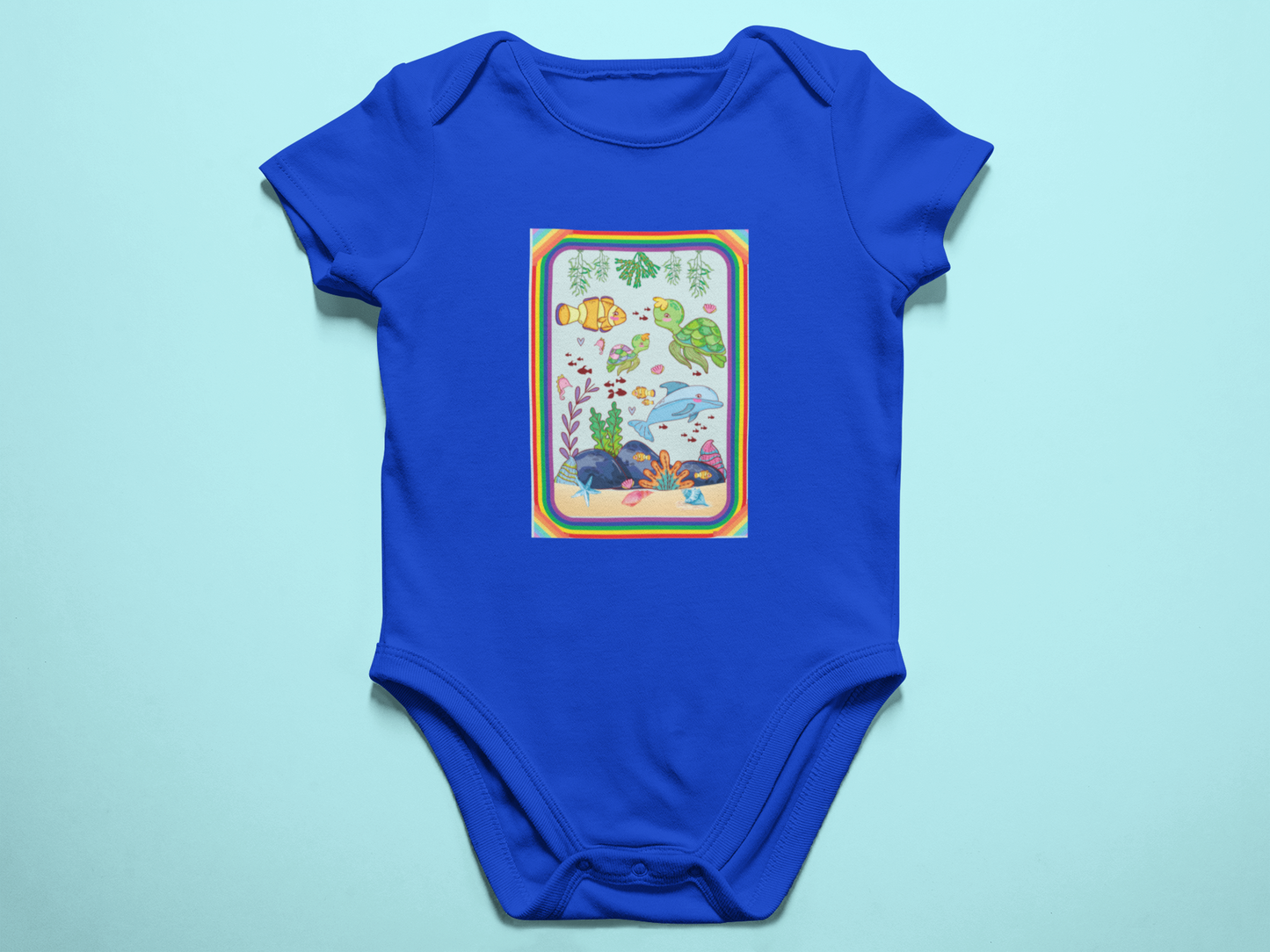 "Sea Life" Infant Bodysuit — Colorful Underwater Animals Rainbow Graphic