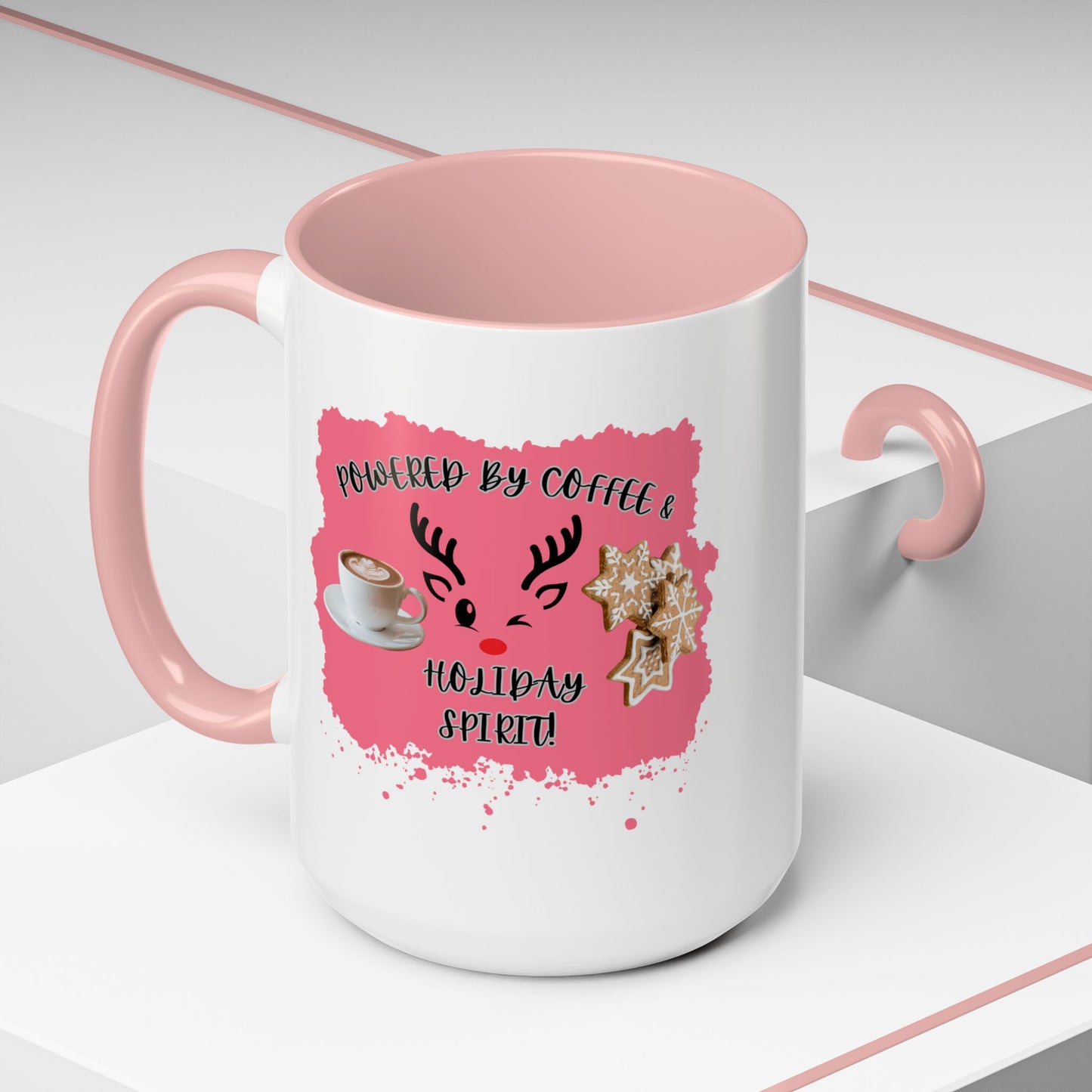 "Powered By Coffee & Christmas Spirit!" Accent Coffee Mug (11oz & 15oz)