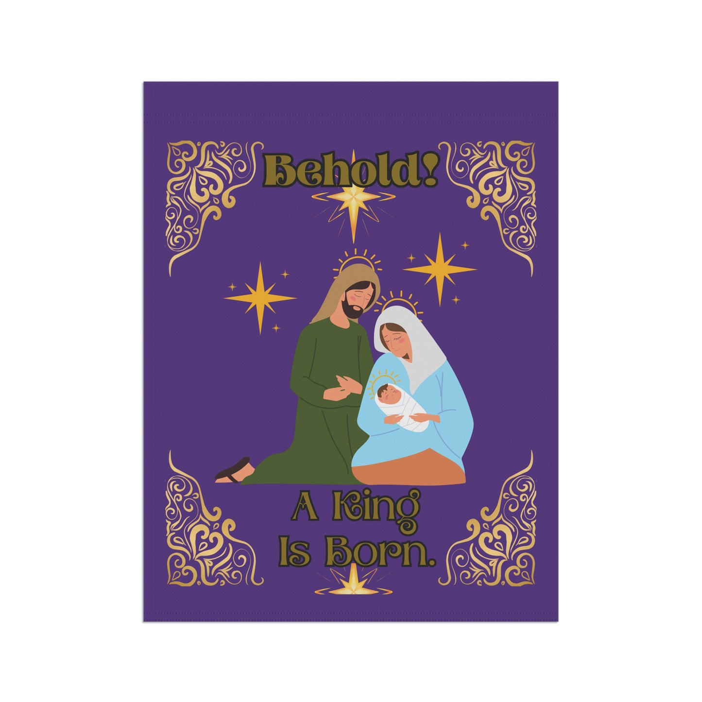 "Behold A King Is Born" 24.5 in x 32 in, House Banner/Flag in Purple