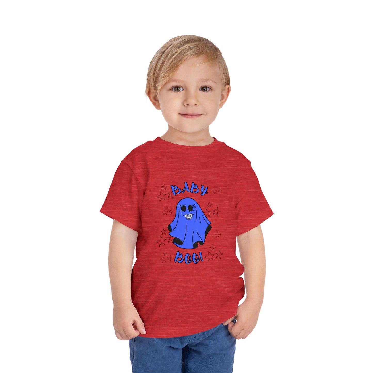 "Baby Boo-Blue", Toddler Starry Ghost Halloween Tee Shirt
