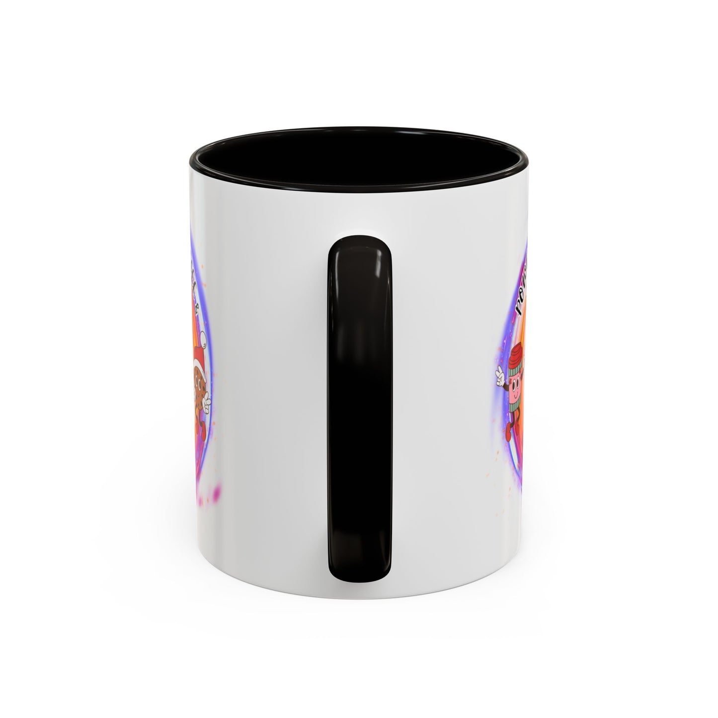 "Powered By Coffee and Christmas Spirit" Two Tone Accent Mugs (11oz, 15oz)