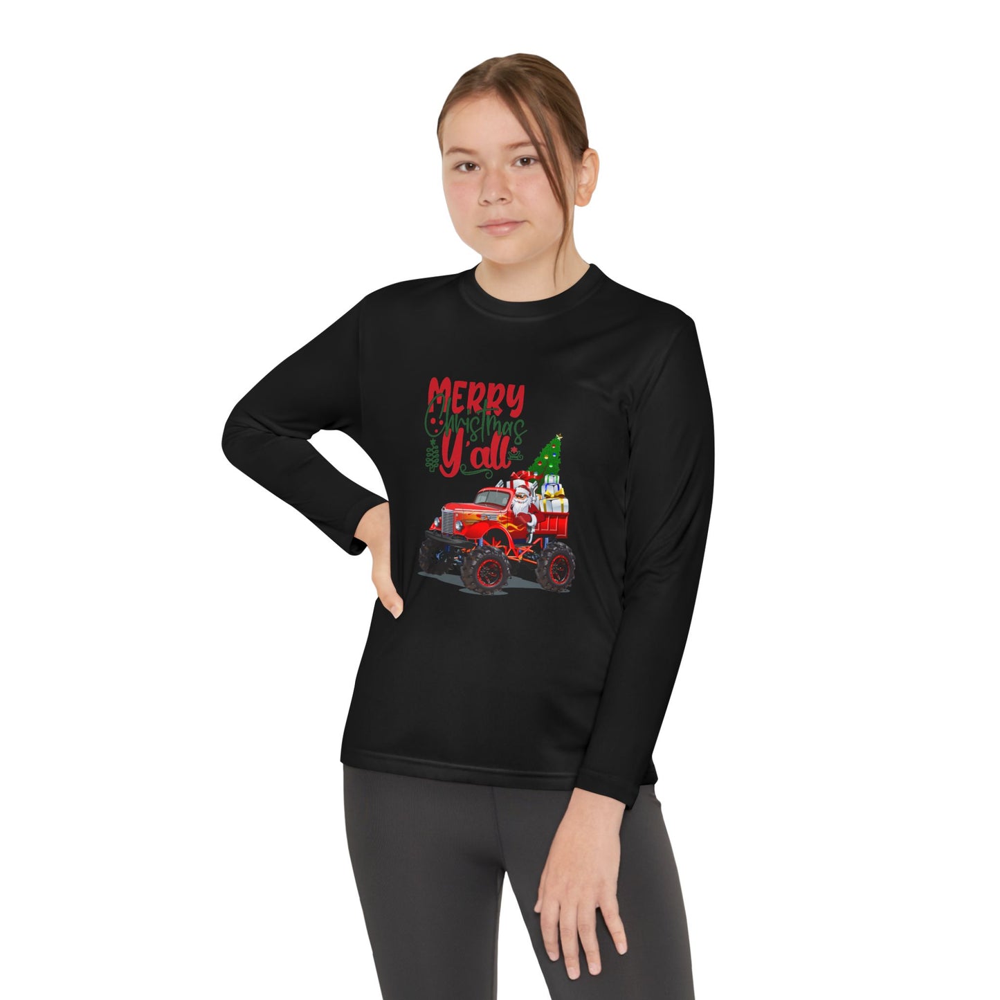 "Merry Christnas Y'all" Youth Long Sleeve Competitor Tee