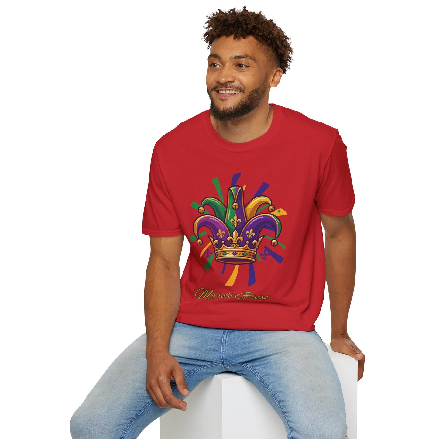 "Mardi Gras Jester Crown" T-Shirt — Colorful, Festive Tee To Wear Alone Or Layered Under A Jacket While Enjoying The Festivities!