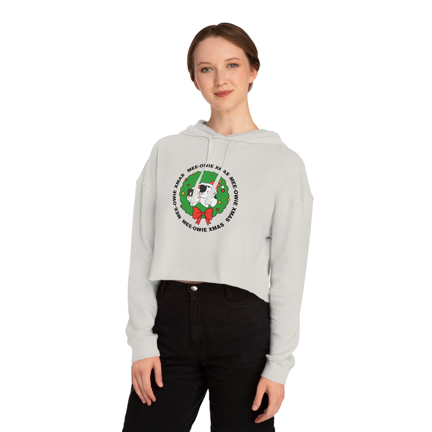 "MEE-OWIE XMAS" Women’s Cropped Hooded Sweatshirt