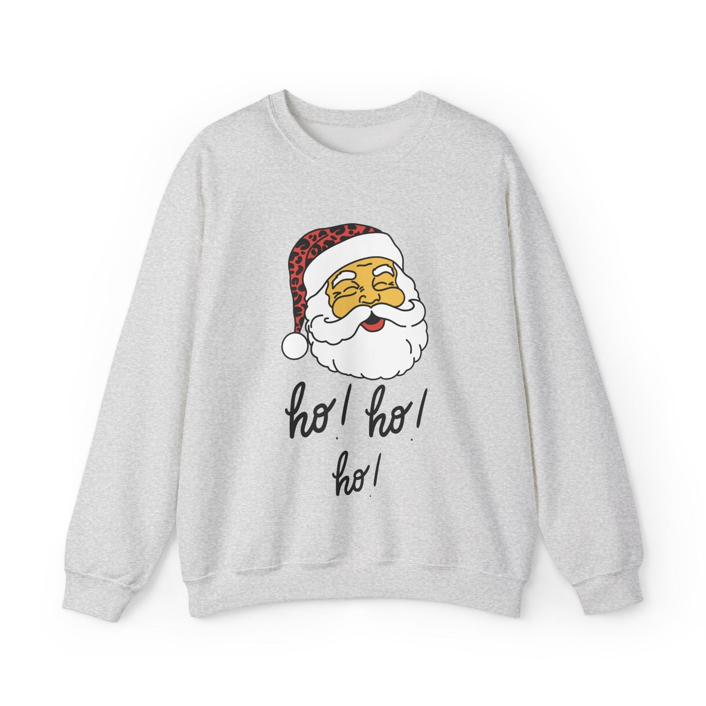 "Smiling Santa (Tan) Ho Ho Ho!" Unisex, Heavy Blend Sweatshirt, Black Text